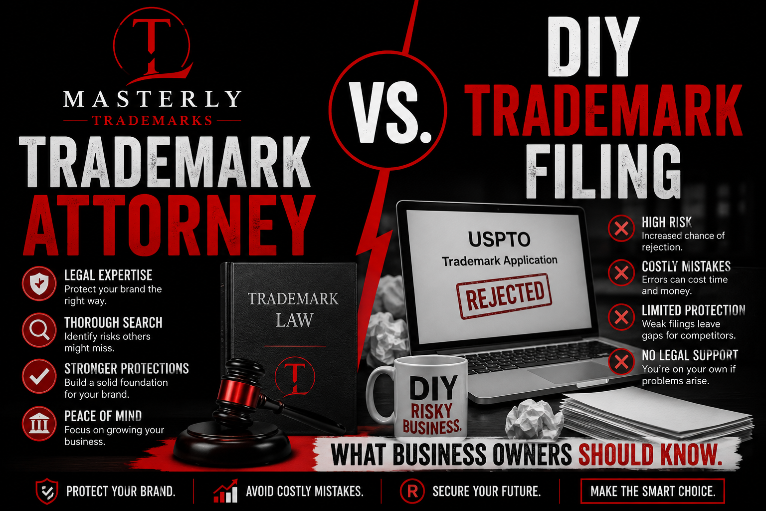 Trademark attorney reviewing a business trademark application