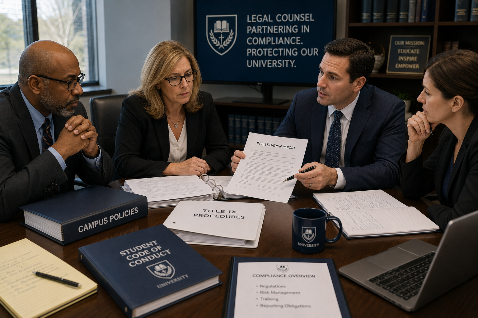 trademark infringement lawyer reviewing trademark demand letter with business owner