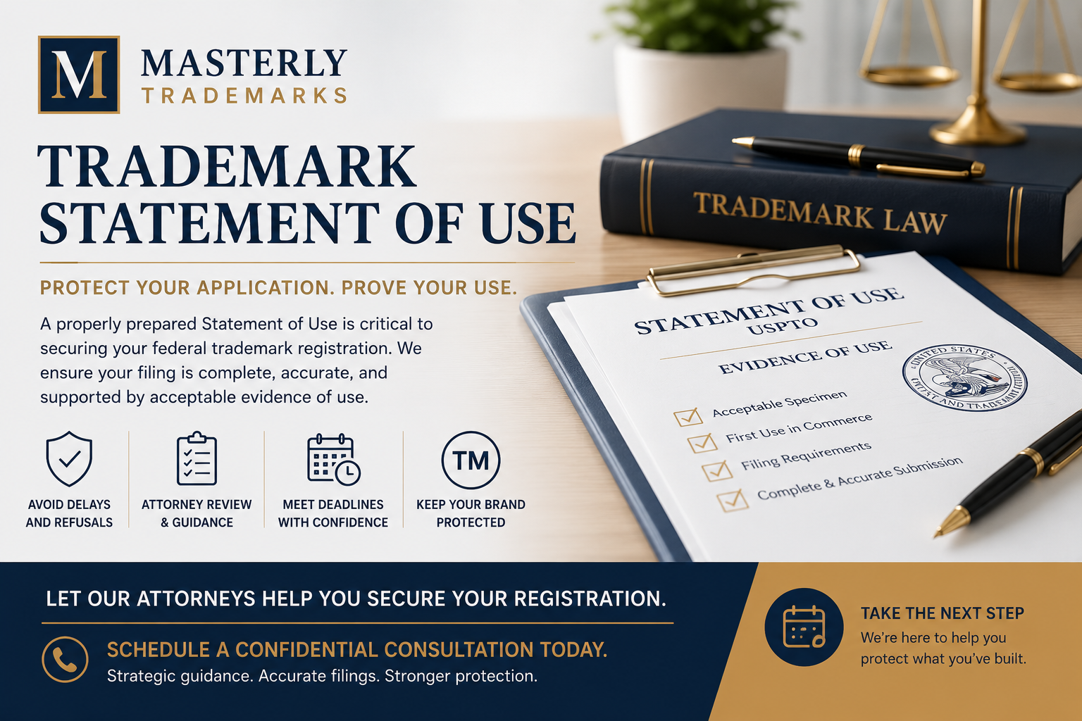 Professional CTA image. trademark statement of use