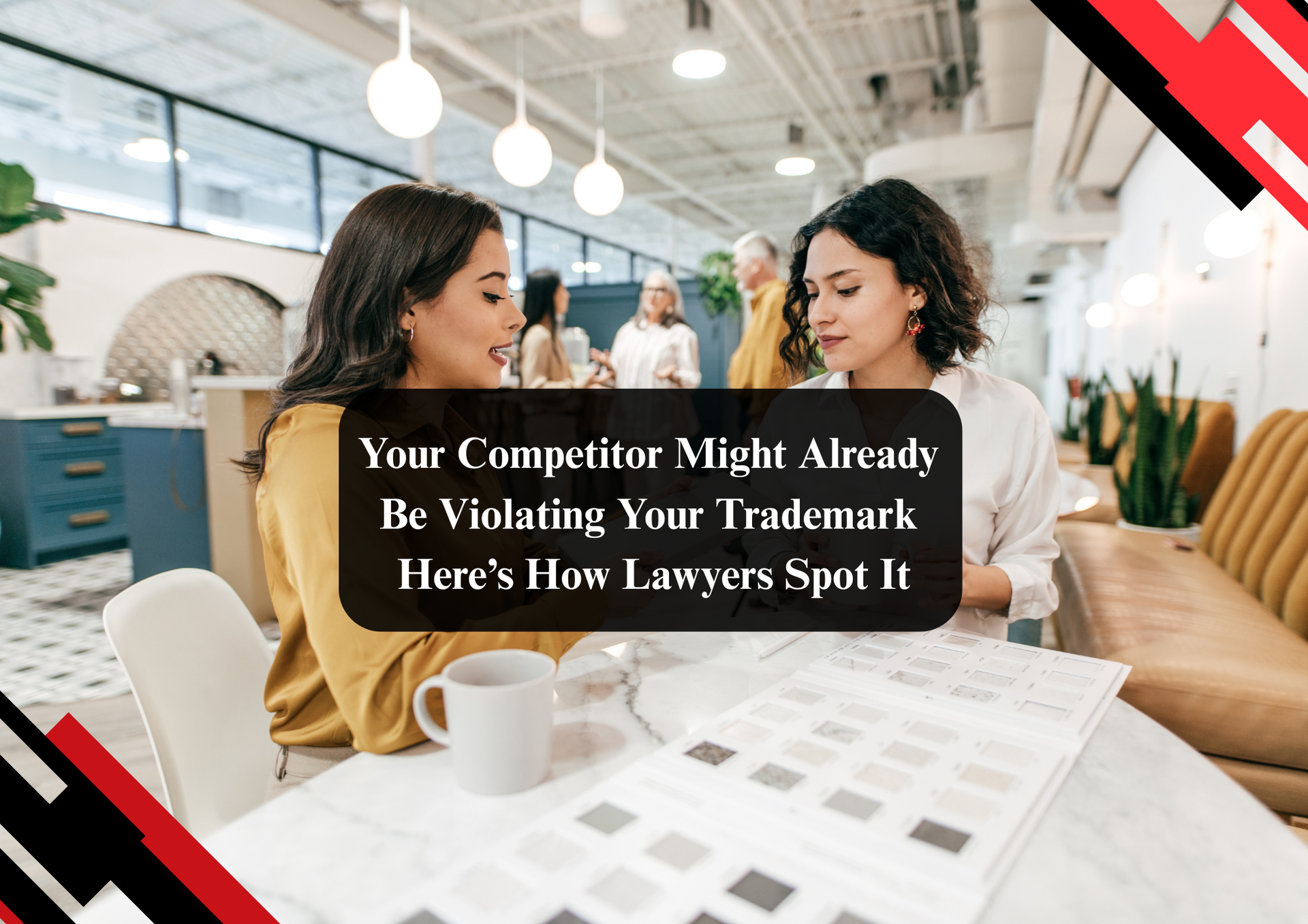 Trademark monitoring lawyers reviewing brand protection reports