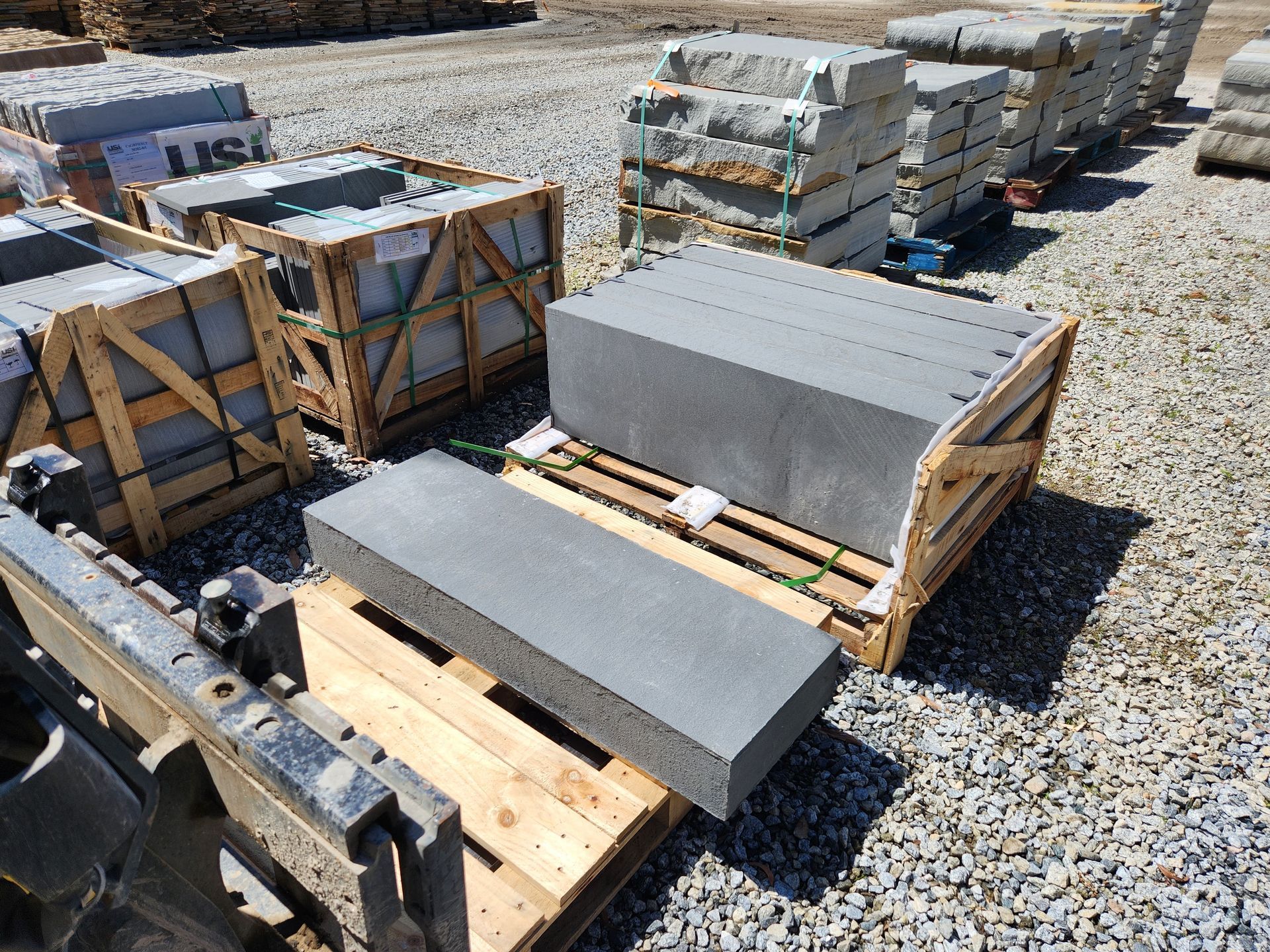 Imported Midnight Limestone Stair Tread at Vining Stone in Sharpsburg, GA