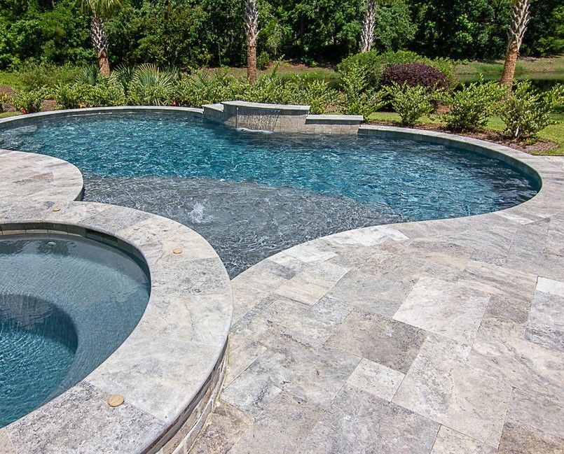 Silver Travertine Pool Deck