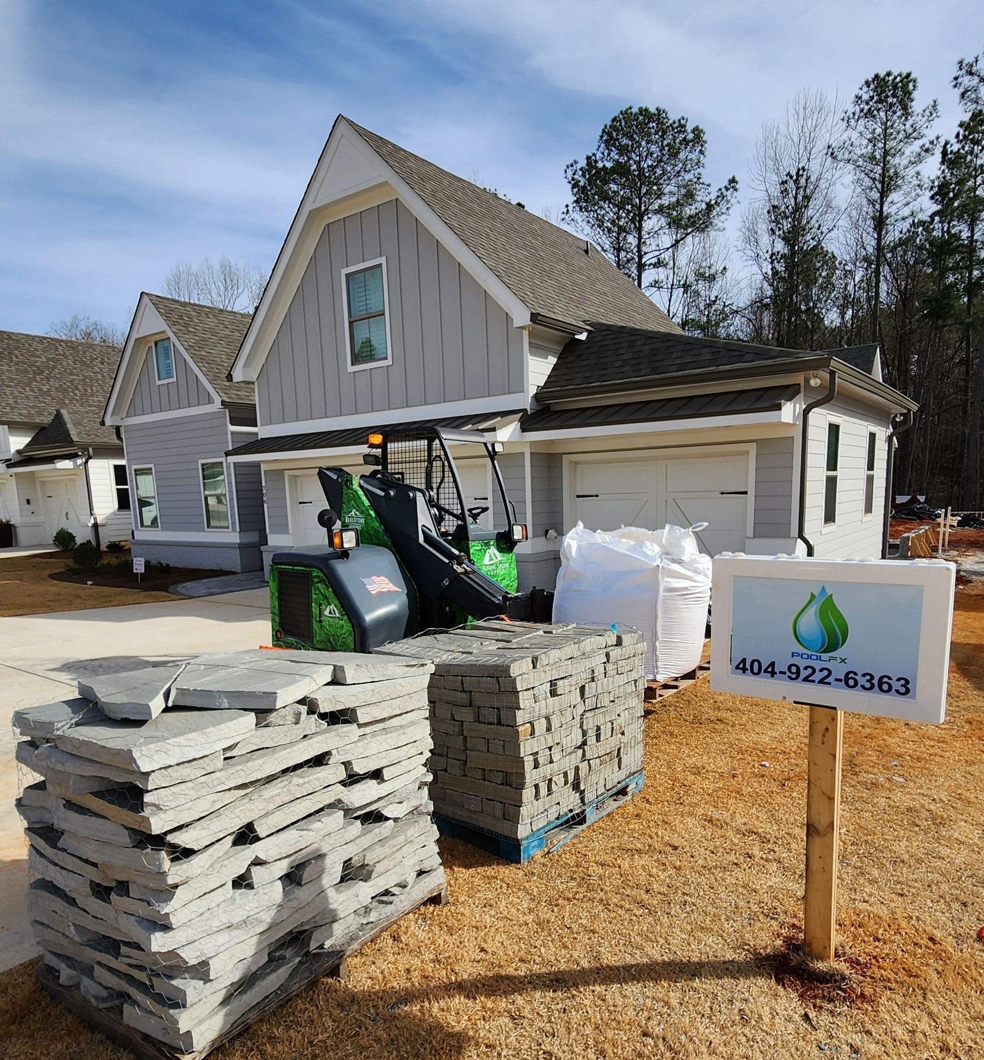 Staging Pallets off Driveway for Vining Stone Delivery