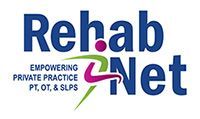 a logo for rehab net empowering private practice pt , ot , and slps .