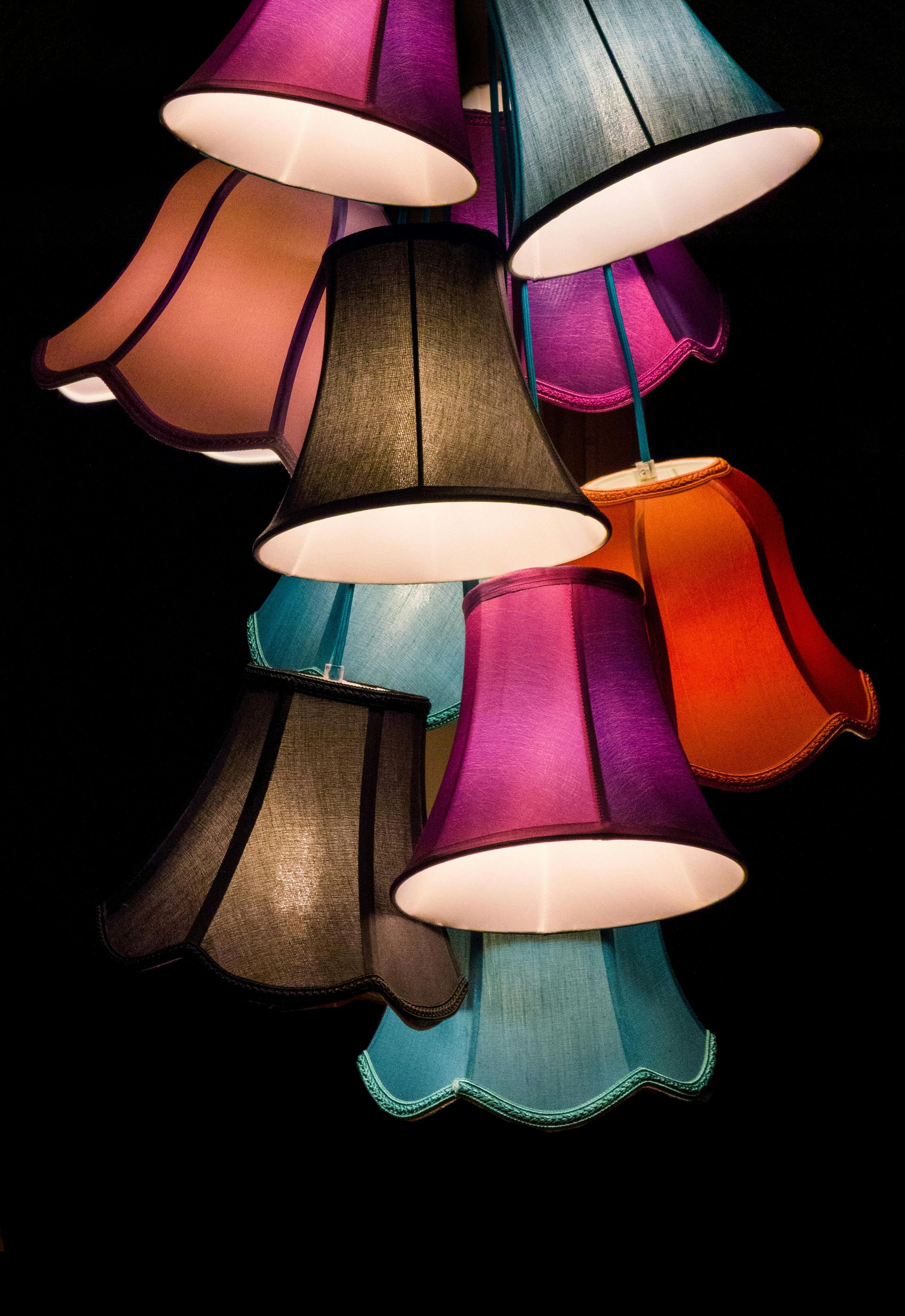 A bunch of colorful lighting fixture