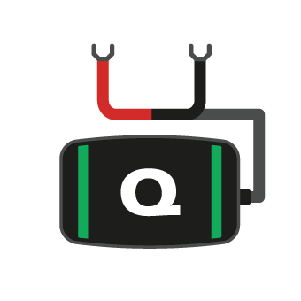An icon of a battery with two wires attached to it.