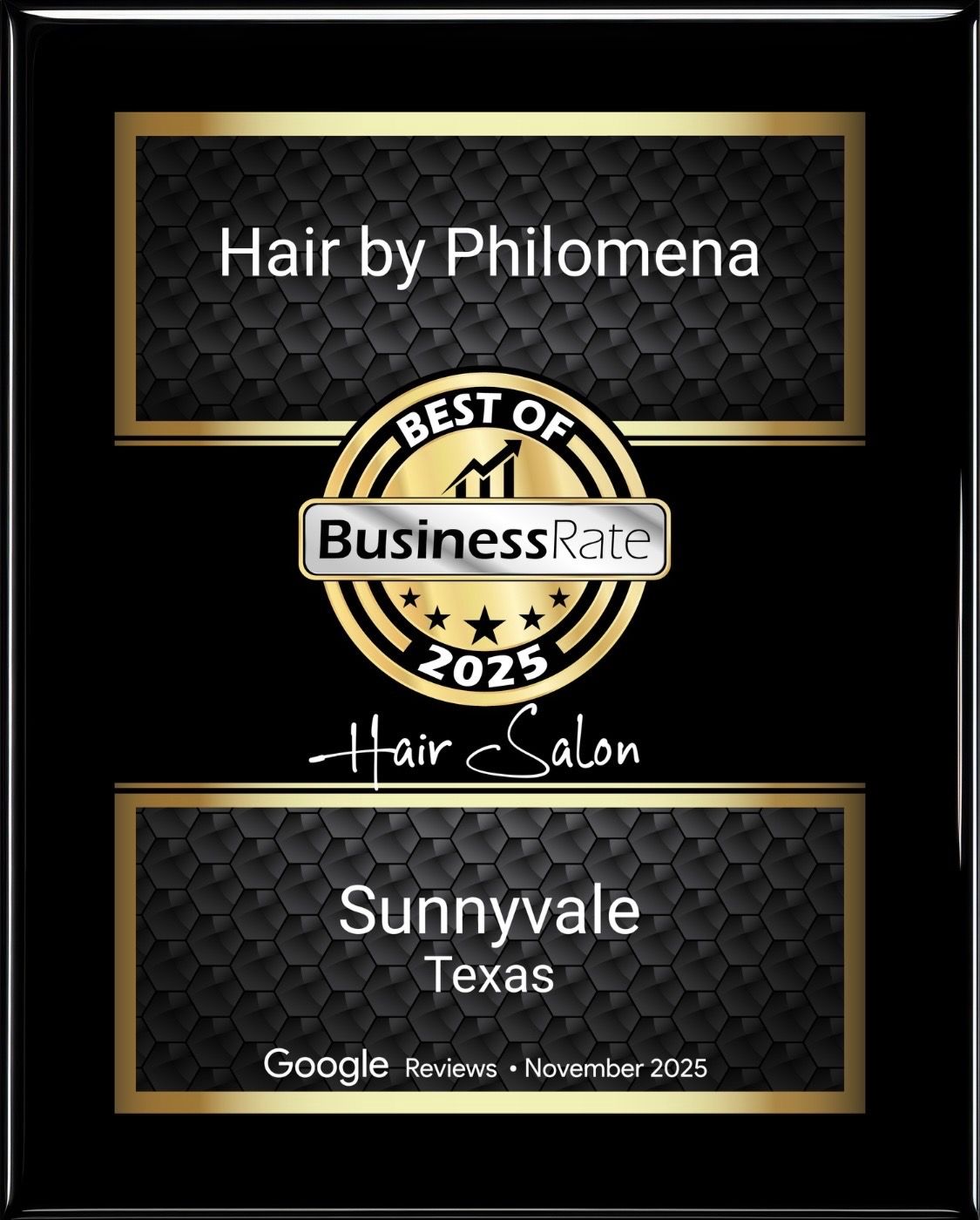 Award for Hair by Philomena, 