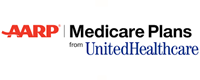 AARP Medicare Plans from UnitedHealthcare logo. Red, black, and blue text.