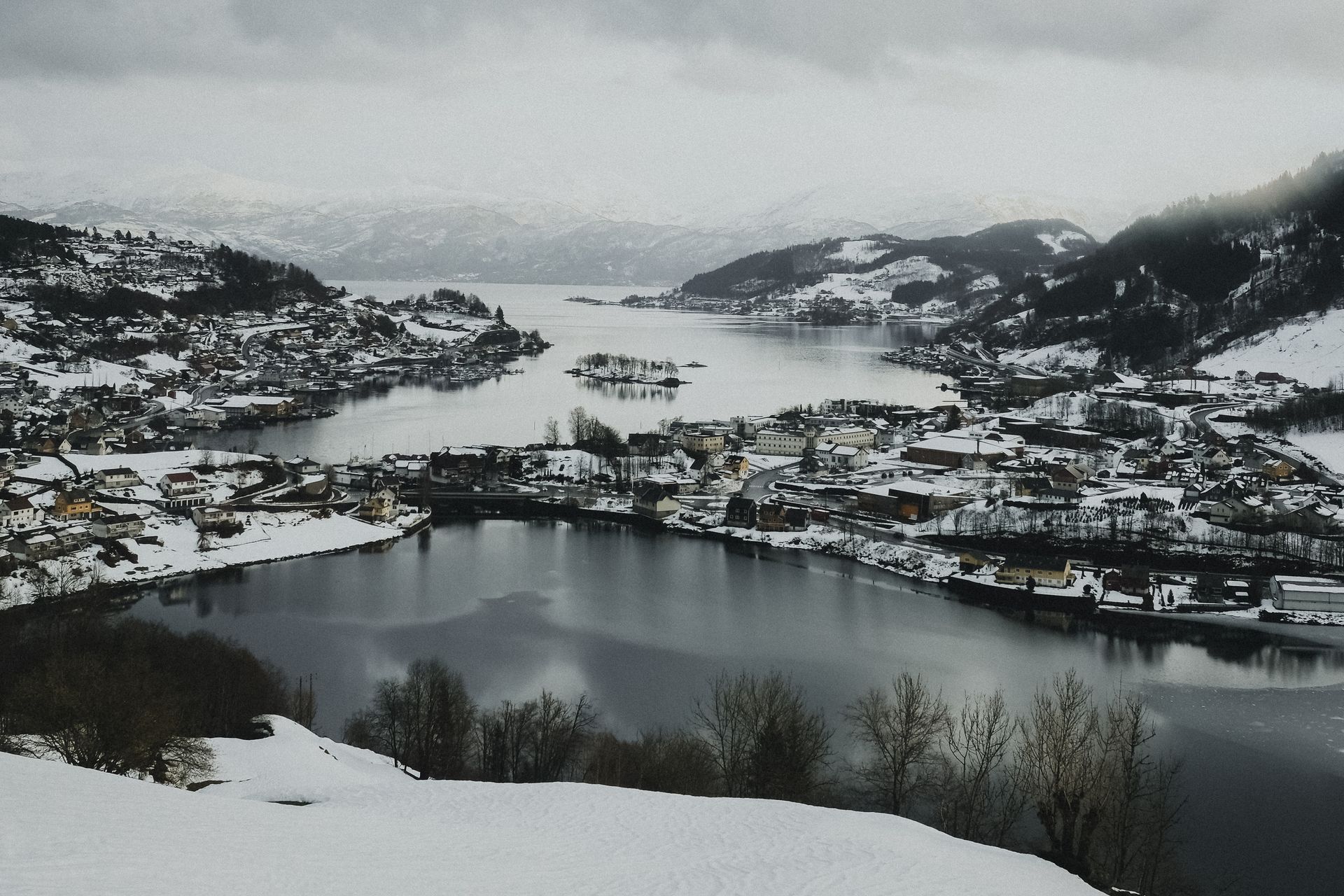 Norheimsund covered in snow