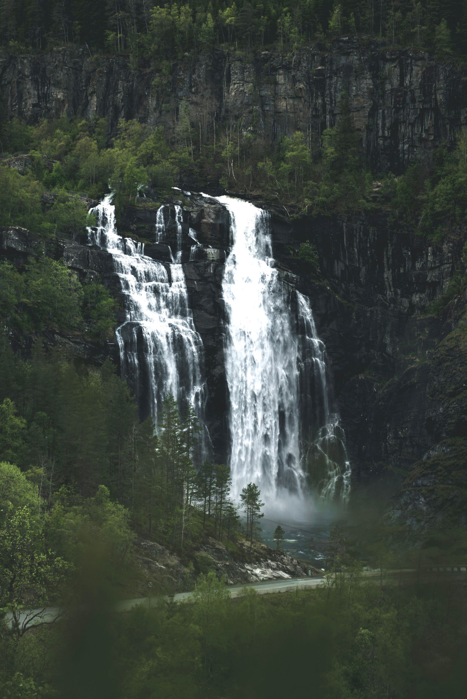 Furebergsfossen in the Maurangsfjord branch of the Hardangerfjord.