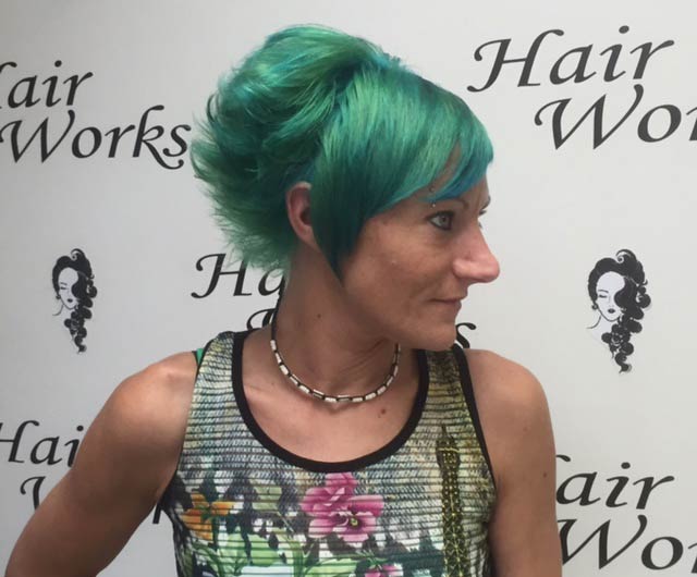 green hair color - hair cut and color - Hair Works in Hamilton, NJ