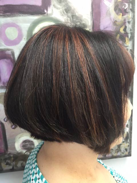 Short hair cut with color and highlights - hair cut and color - Hair Works in Hamilton, NJ
