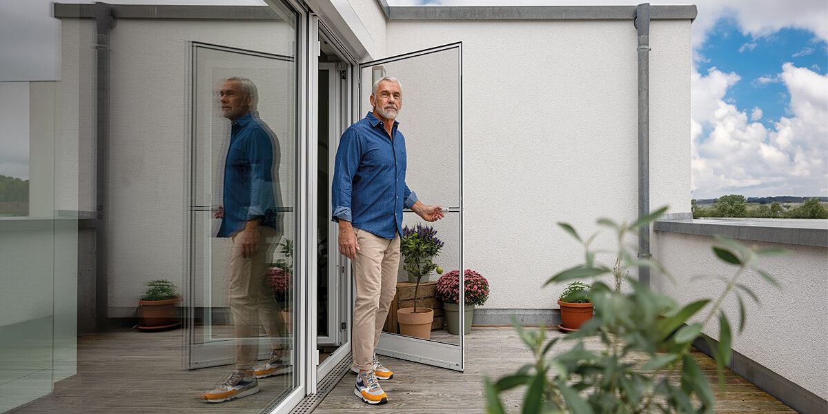 ISN Insektenschutz Drehrahmen für Balkontüren und Terrassentüren