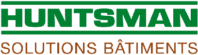 un logo vert et blanc pour les bâtiments Huntsman Solutions