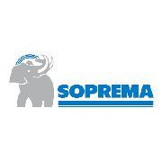 un logo pour une entreprise appelée soprema avec un éléphant dessus.