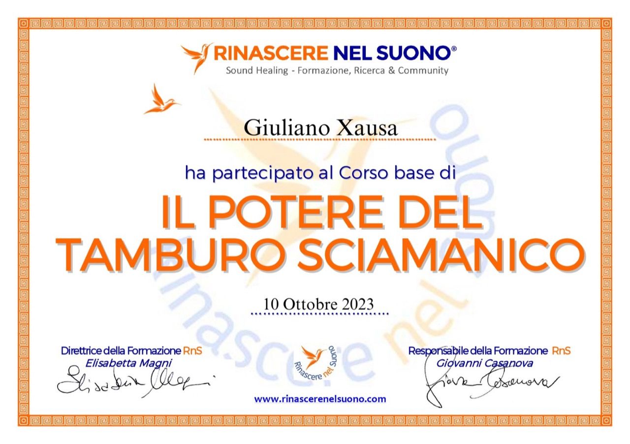 Certificate for Giuliano Xausa, orange-bordered, for participating in