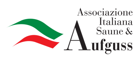 Logo dell'Associazione Italiana Saune Aufguss con swoosh verdi e rossi