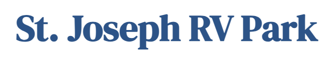 A blue logo for st. joseph rv park