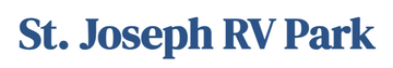 A blue logo for st. joseph rv park