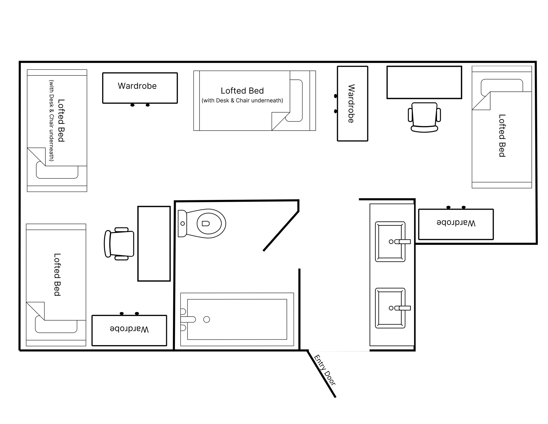 Dormitory room floor plans
