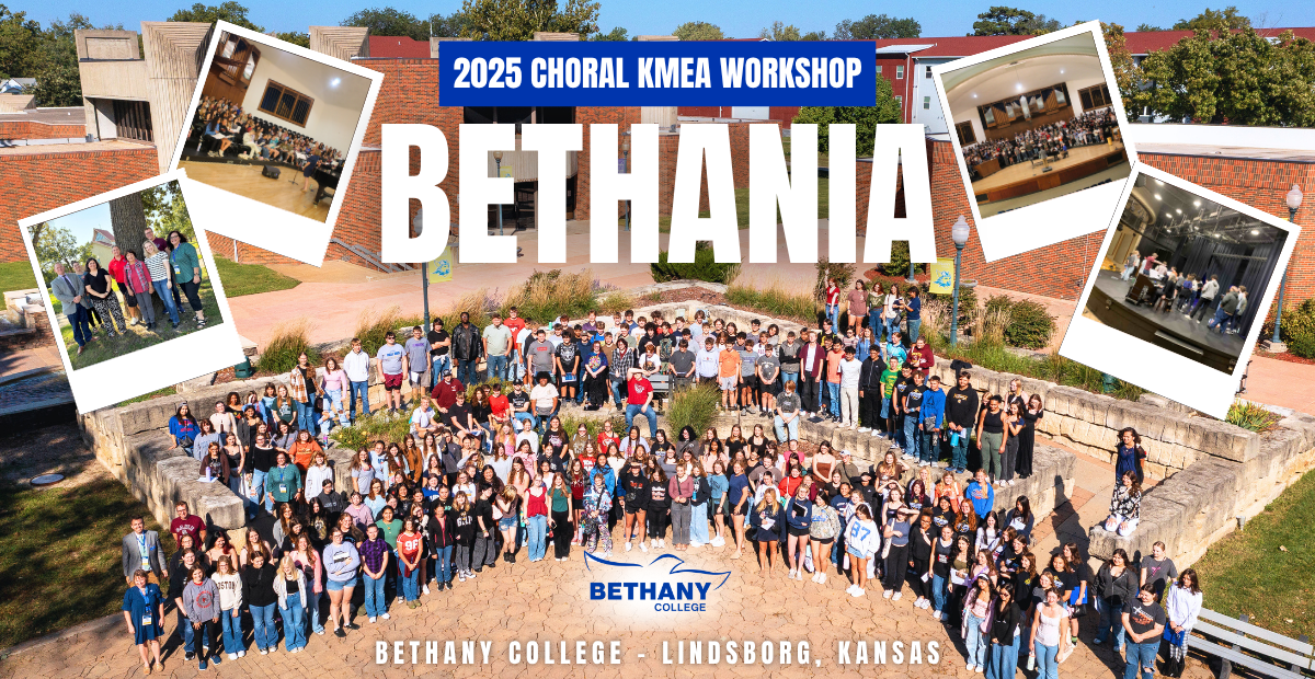 Drone shot of Kansas high schoolers on Bethany College Campus