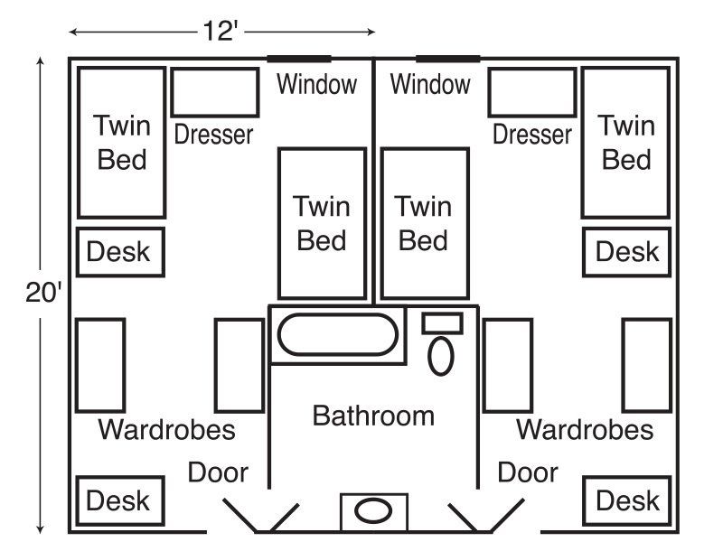 Dormitory room floor plans