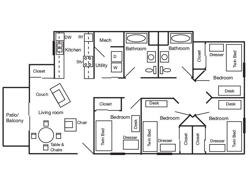 Dormitory room floor plans
