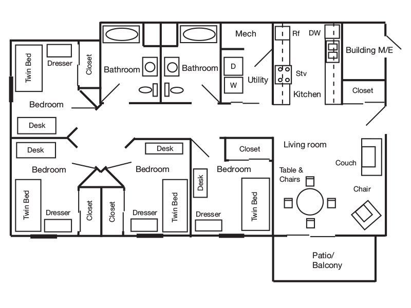 Dormitory room floor plans
