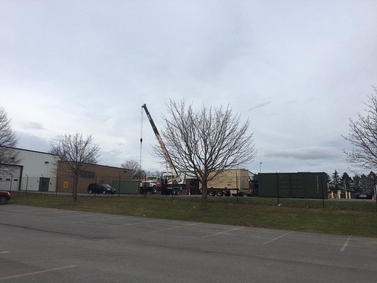 Tower Crane — Crane In Commercial Site With Tree in Westmoreland, NY