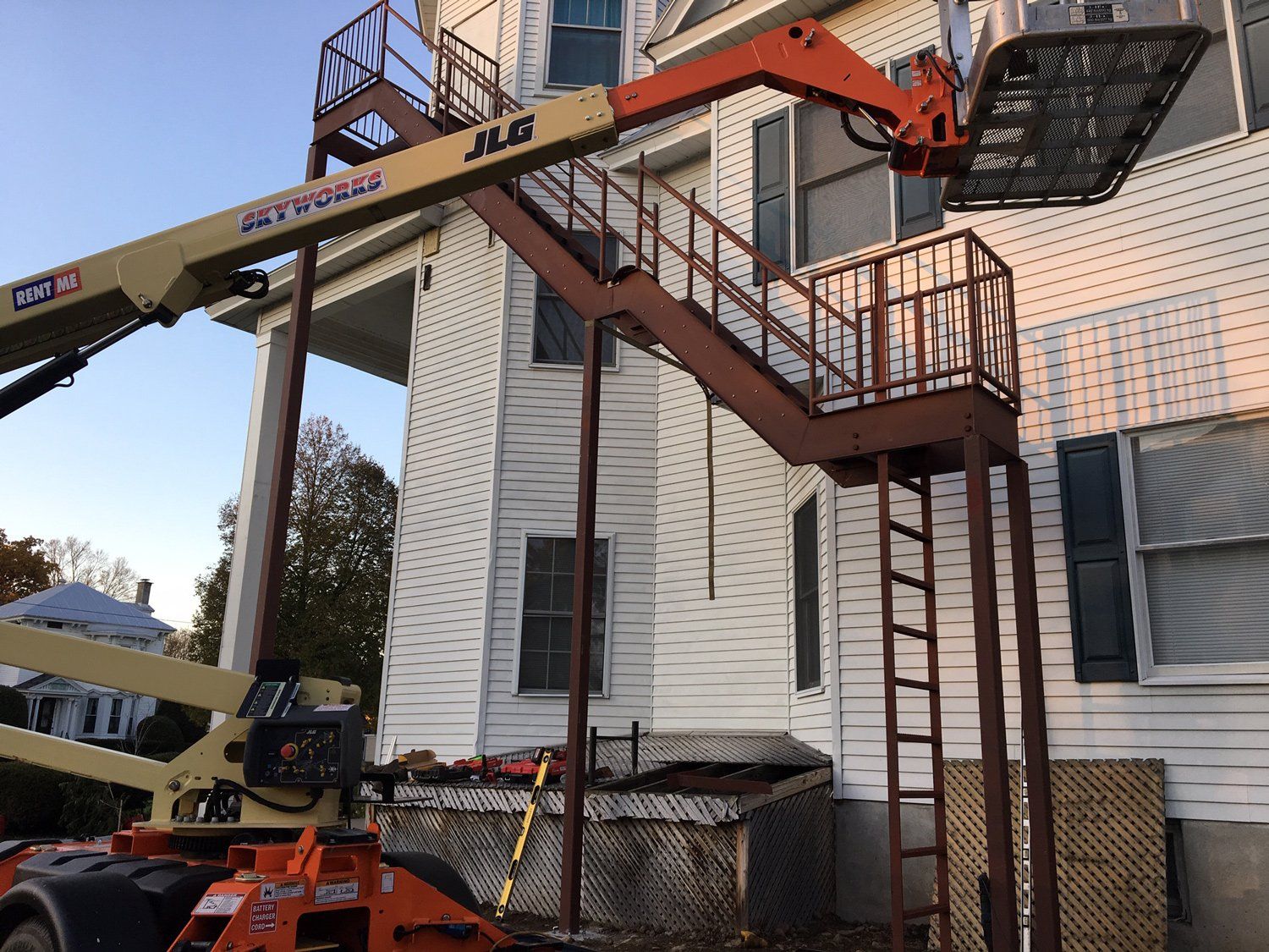Welding Services — Stair Handrail Welding With Truck Mounted Sky Lift in Westmoreland, NY