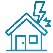 A house with a lightning bolt on the roof.