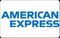 The american express logo is blue and white on a white background.