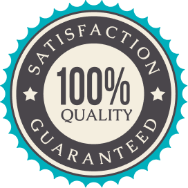 A stamp that says satisfaction 100 % quality guaranteed