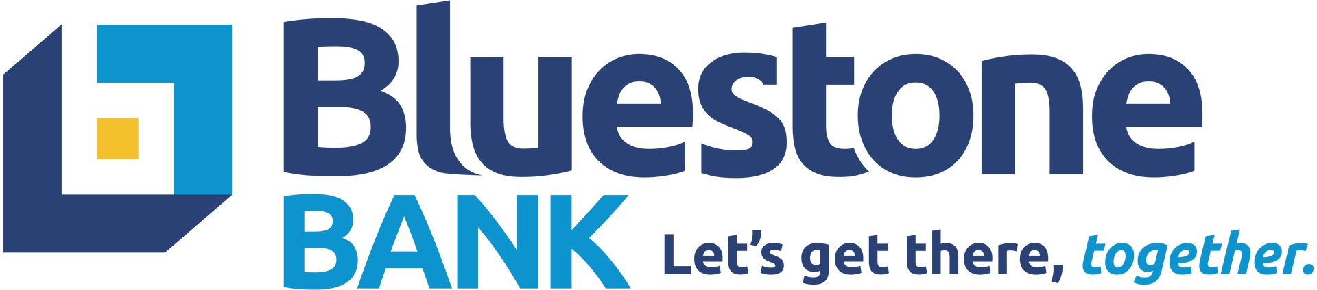 Bluestone Bank logo with Let's get there, together slogan