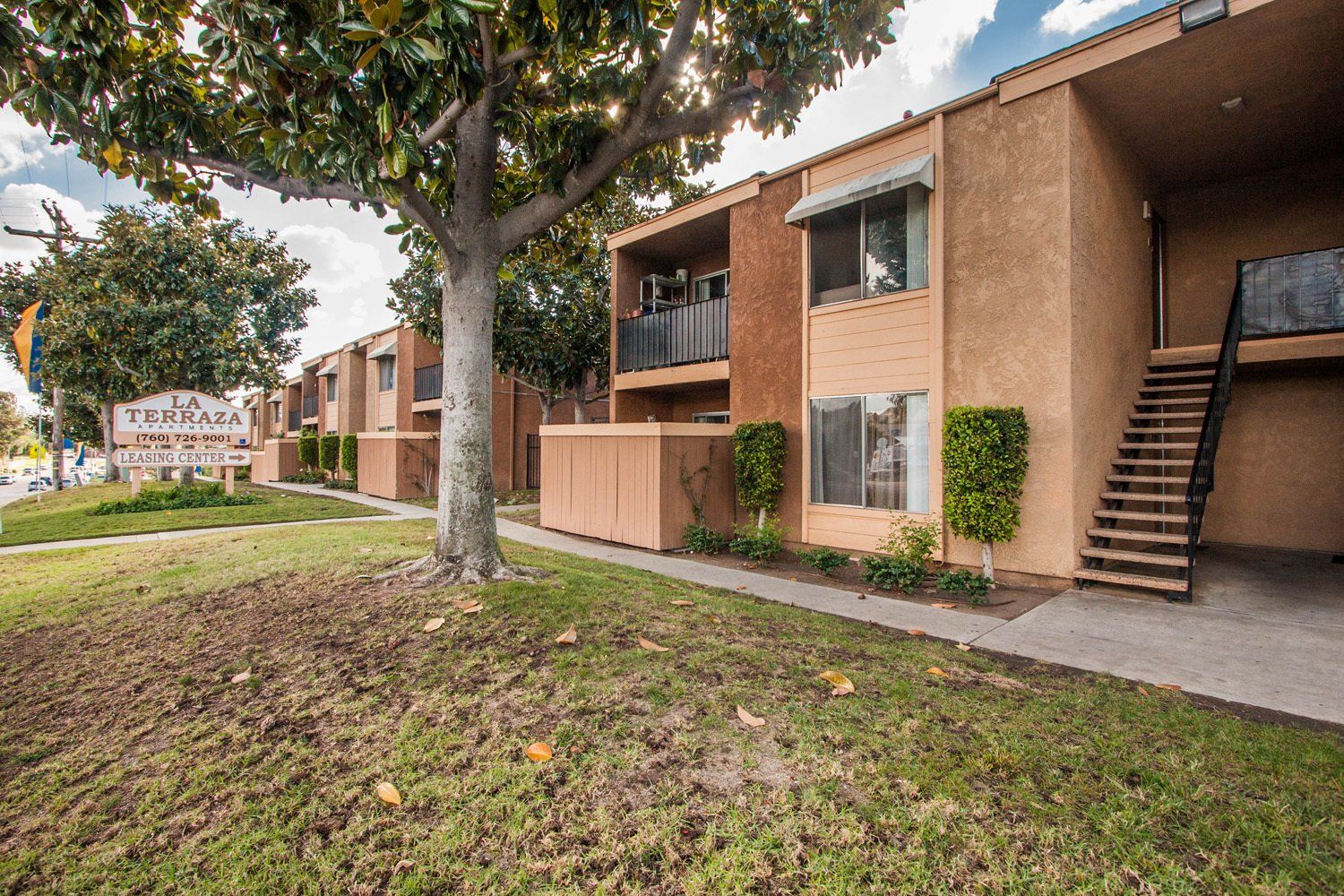 An exterior view of the community from the street