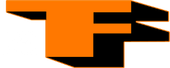 a black and orange logo with a shadow 
.