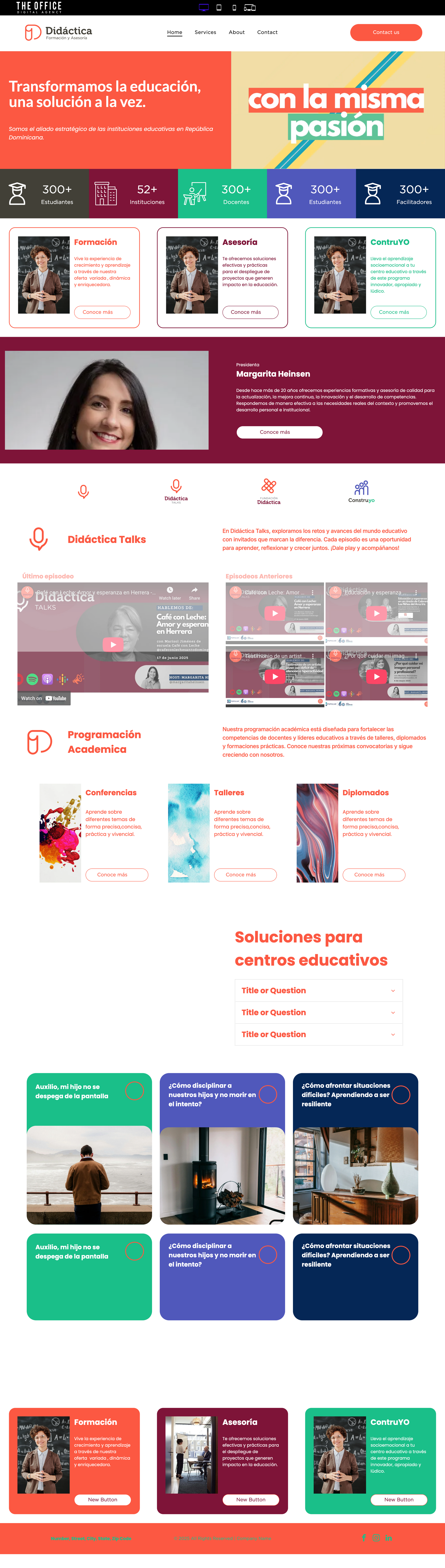 A screenshot of a website with a woman on it.