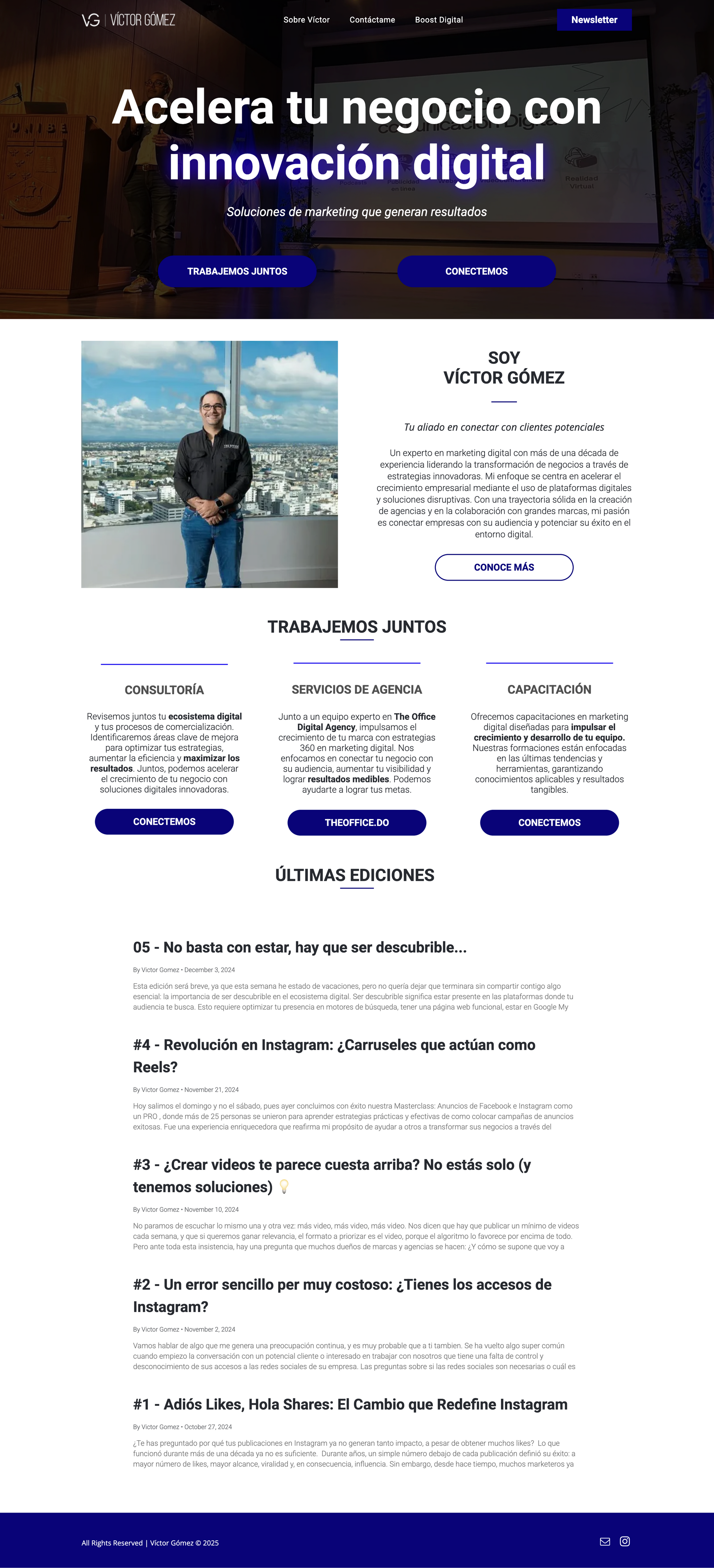 A screenshot of a website with a picture of a man on it.