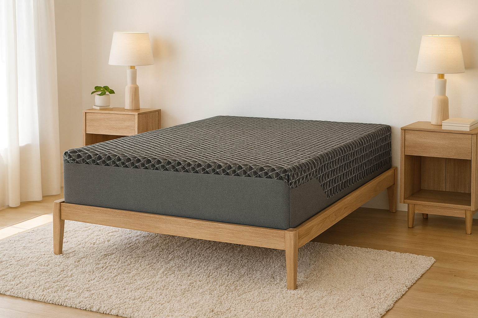 White and black Sapphire Sleep mattress.
