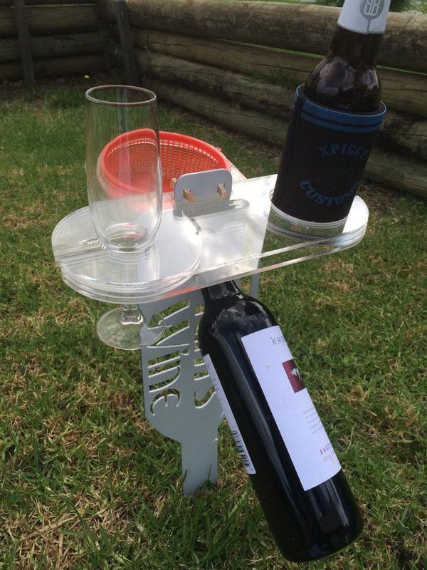 Custom Metal Bottle Handle with Glass and Wine Engraving — Engraving in Illawarra Region, NSW