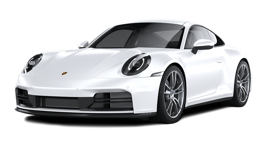 A white porsche 911 is shown on a white background.