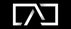 A white logo on a black background that looks like a broken window.