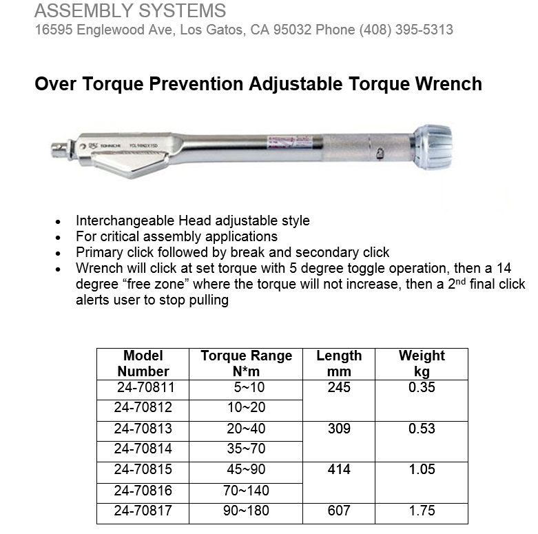 Details about   ASG W177 1/4" Square Fixed Production Assembly Digital Torque Wrench Ratchet 