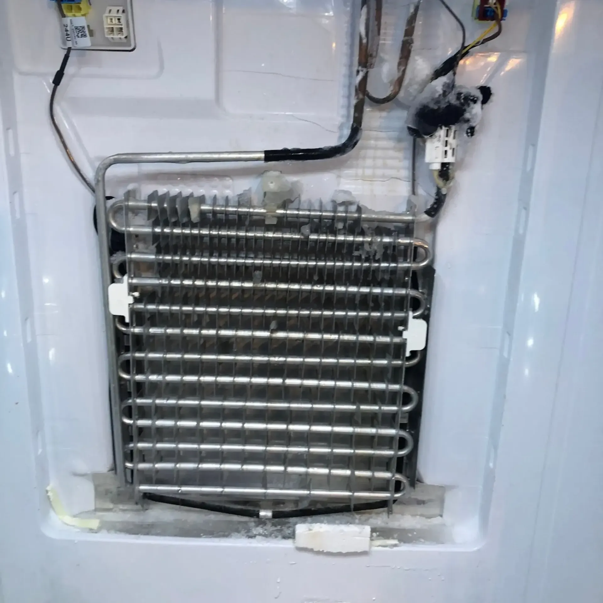 Appliance Tech- The inside of a refrigerator with a broken evaporator