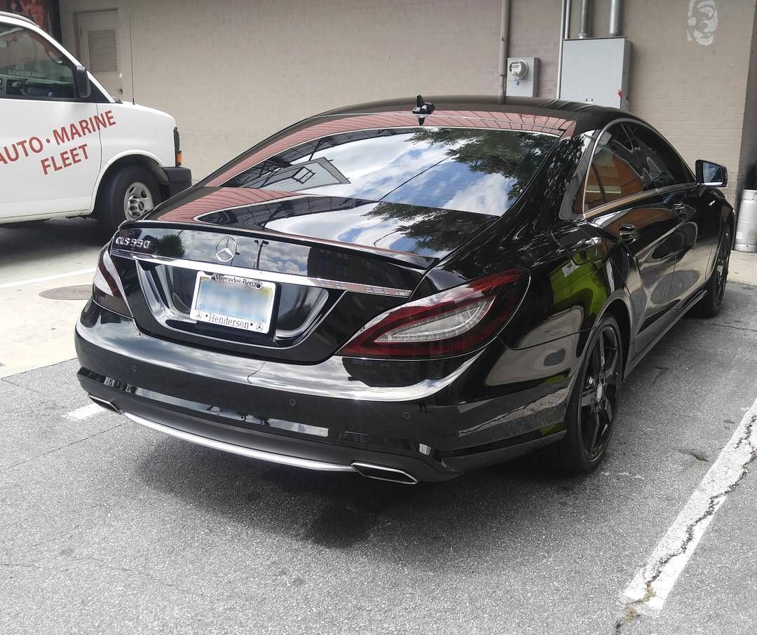 Black Mercedes CLS 550 after premium exterior car detailing