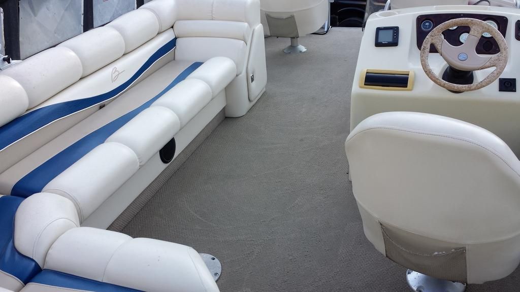 Pontoon boat interior restored with marine upholstery cleaning service