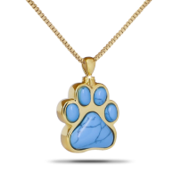 Paw Turquoise Gold Steel Keepsake