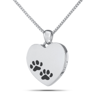 Paw Print Heart Steel Keepsake