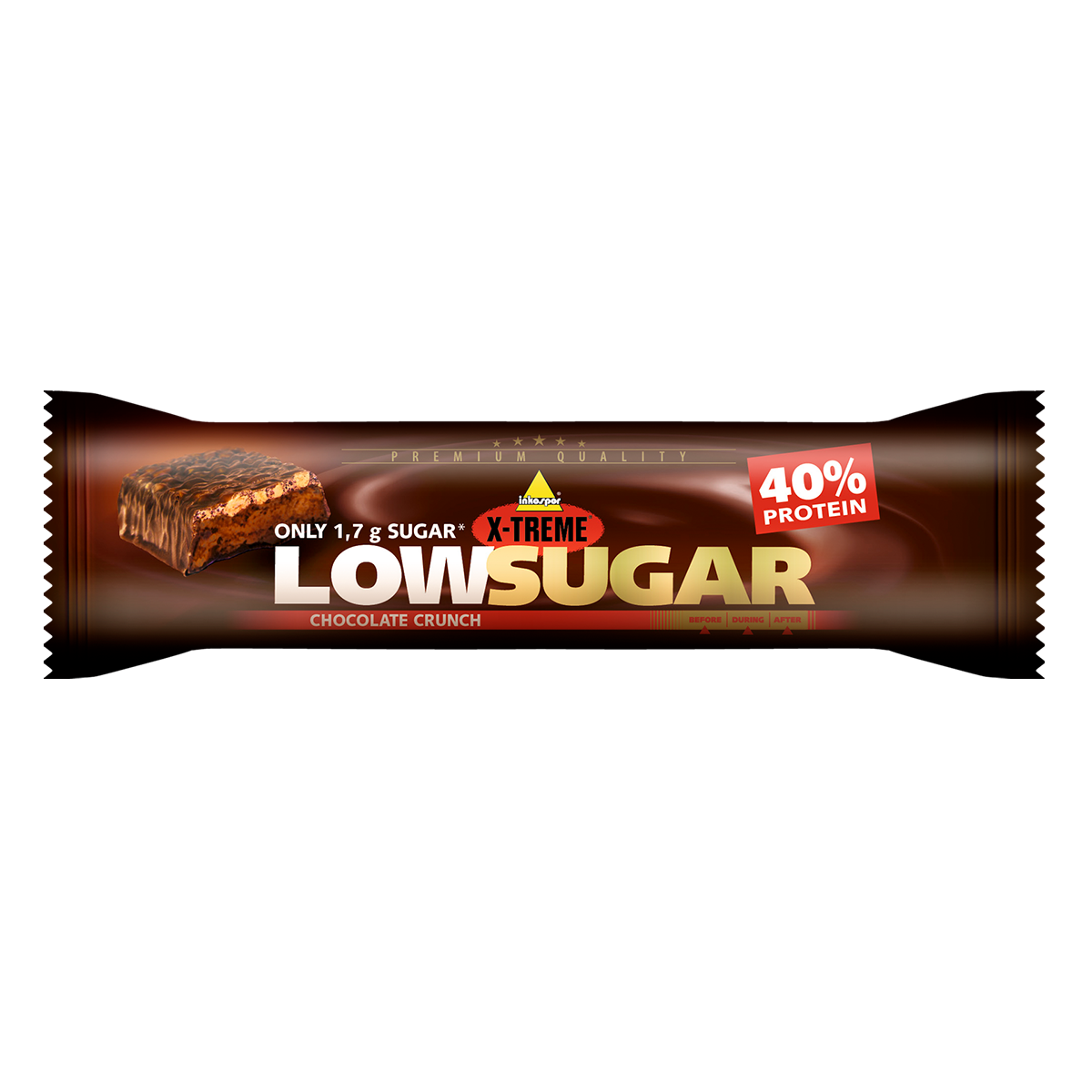 Barretta proteica in confezione dorata, etichettata 