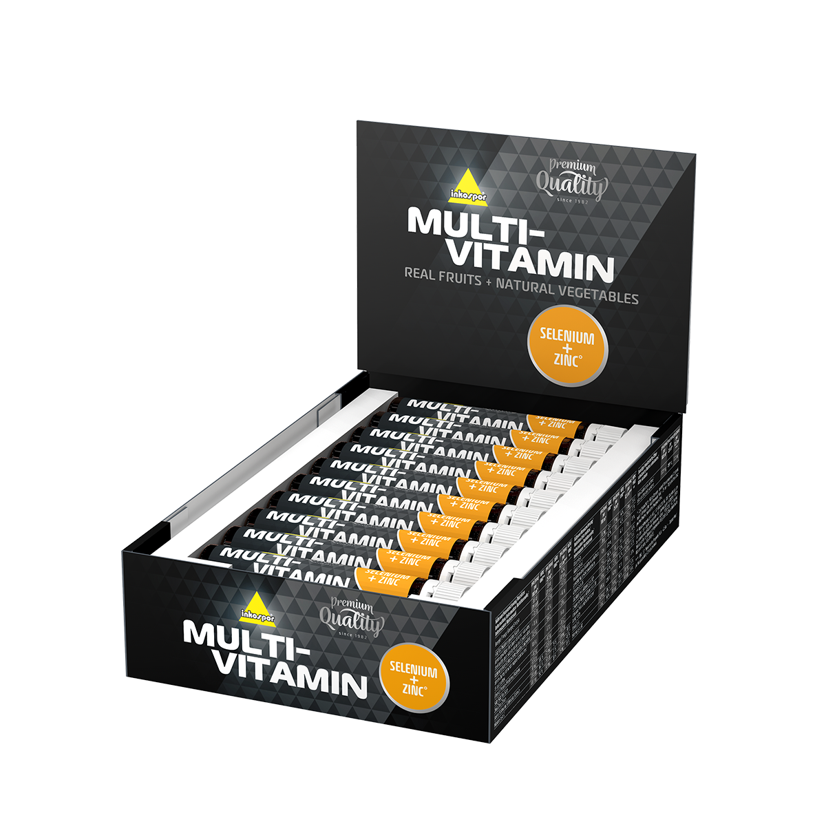 Tubetto di integratori multivitaminici con selenio e zinco.